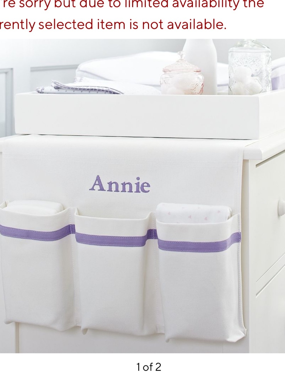 New! Pottery Barn Lavender Harper Changing Table Storage Runner